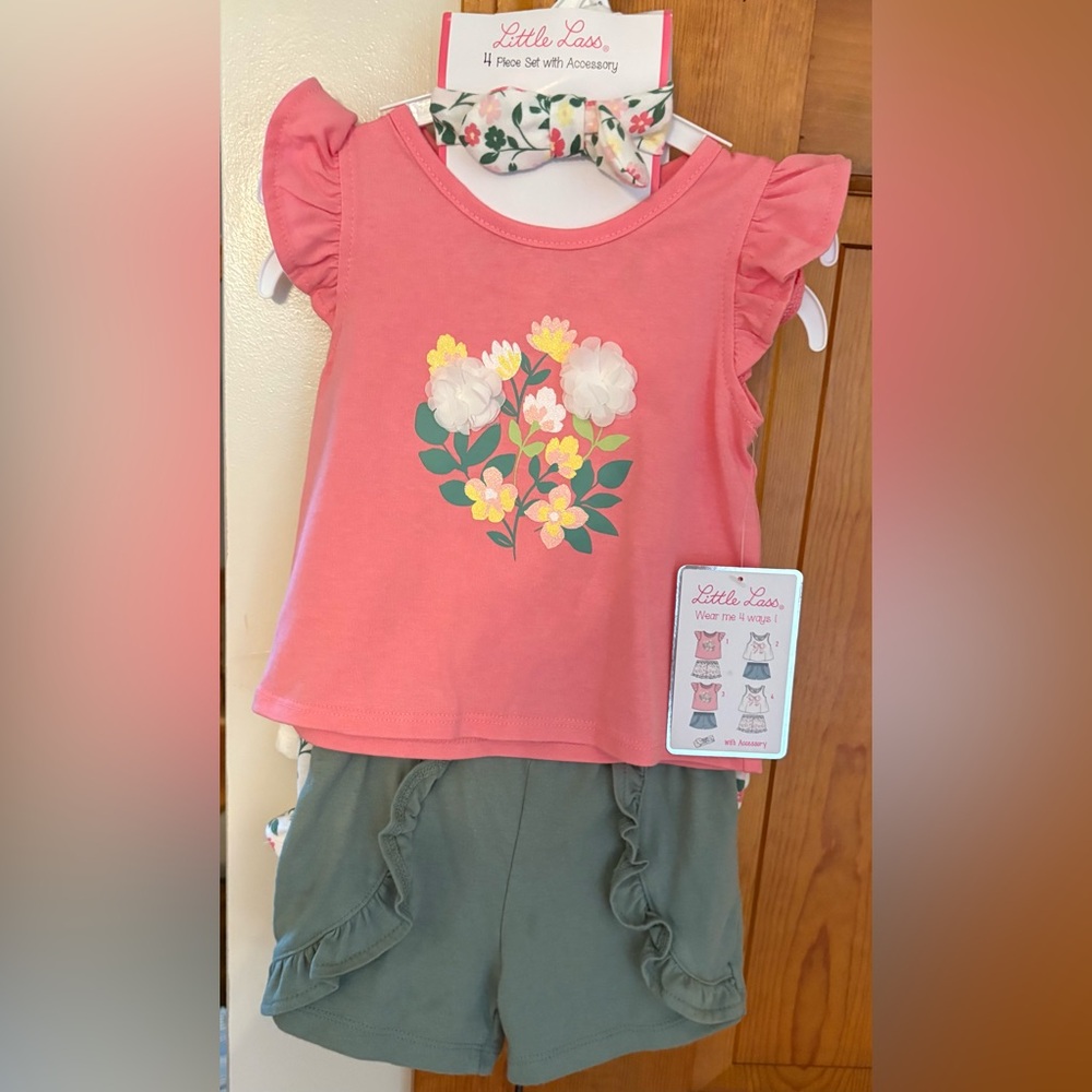 Little Lass 4 piece Set. 2 Tees & 2 Shorts (Mix & Match)